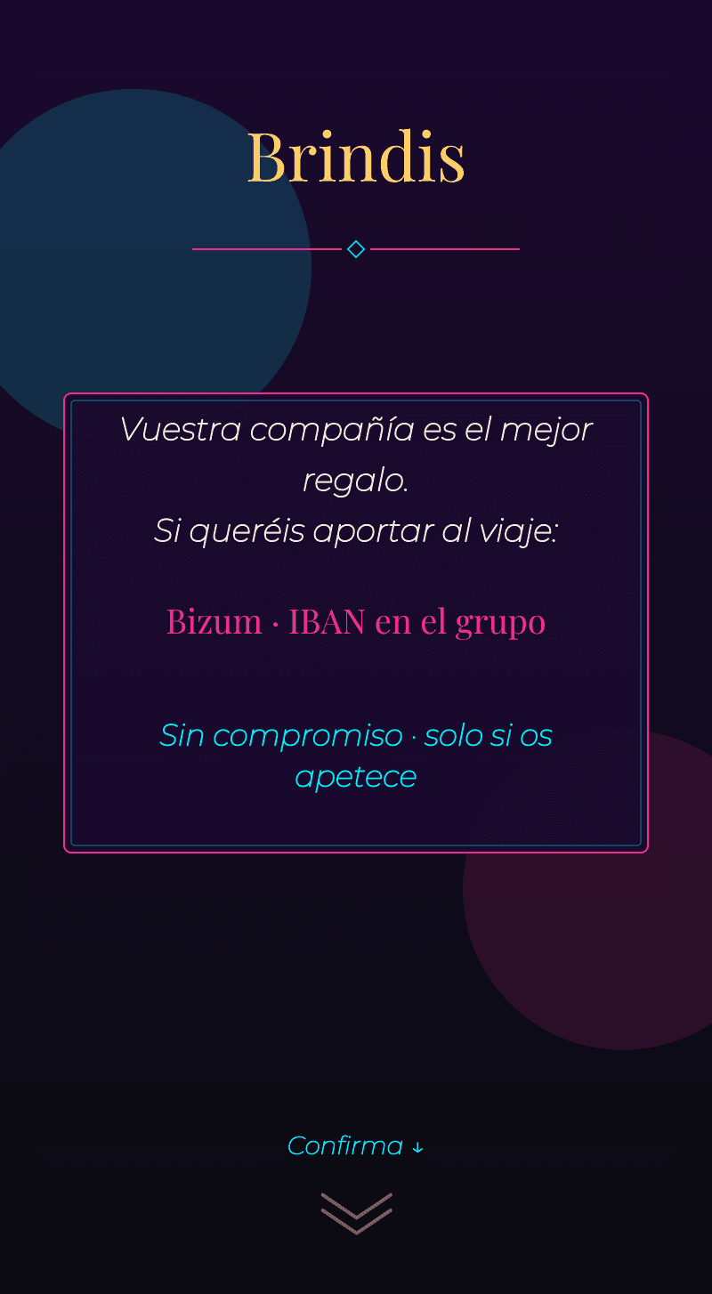 Cumple — Neon Noche — Detalle del brindis