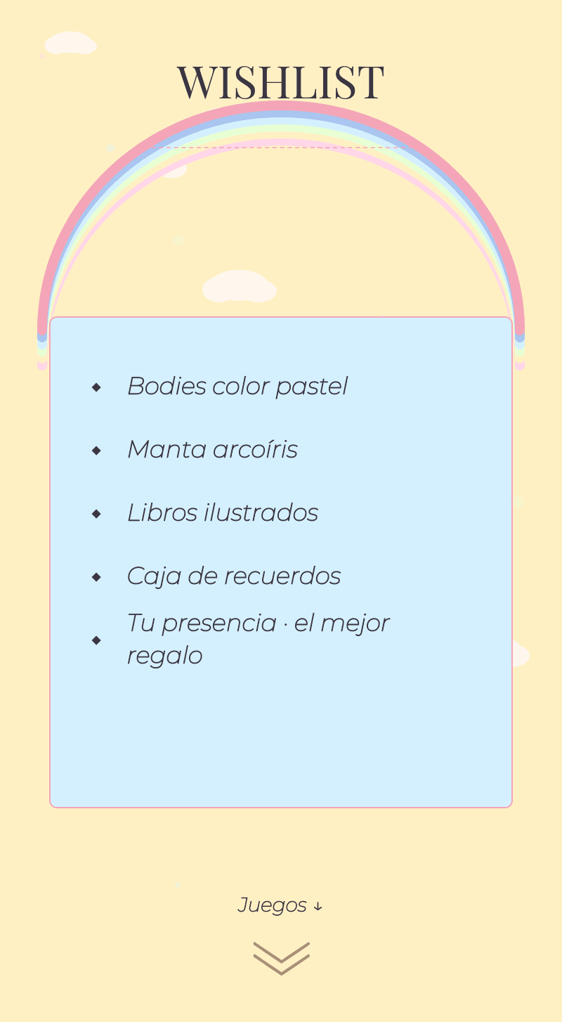 Baby Shower — Arcoíris Pastel — Wishlist