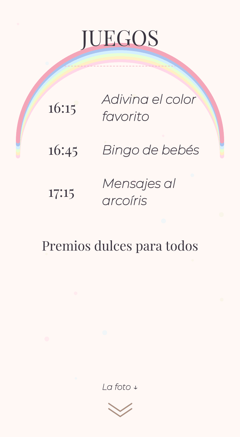 Baby Shower — Arcoíris Pastel — Juegos