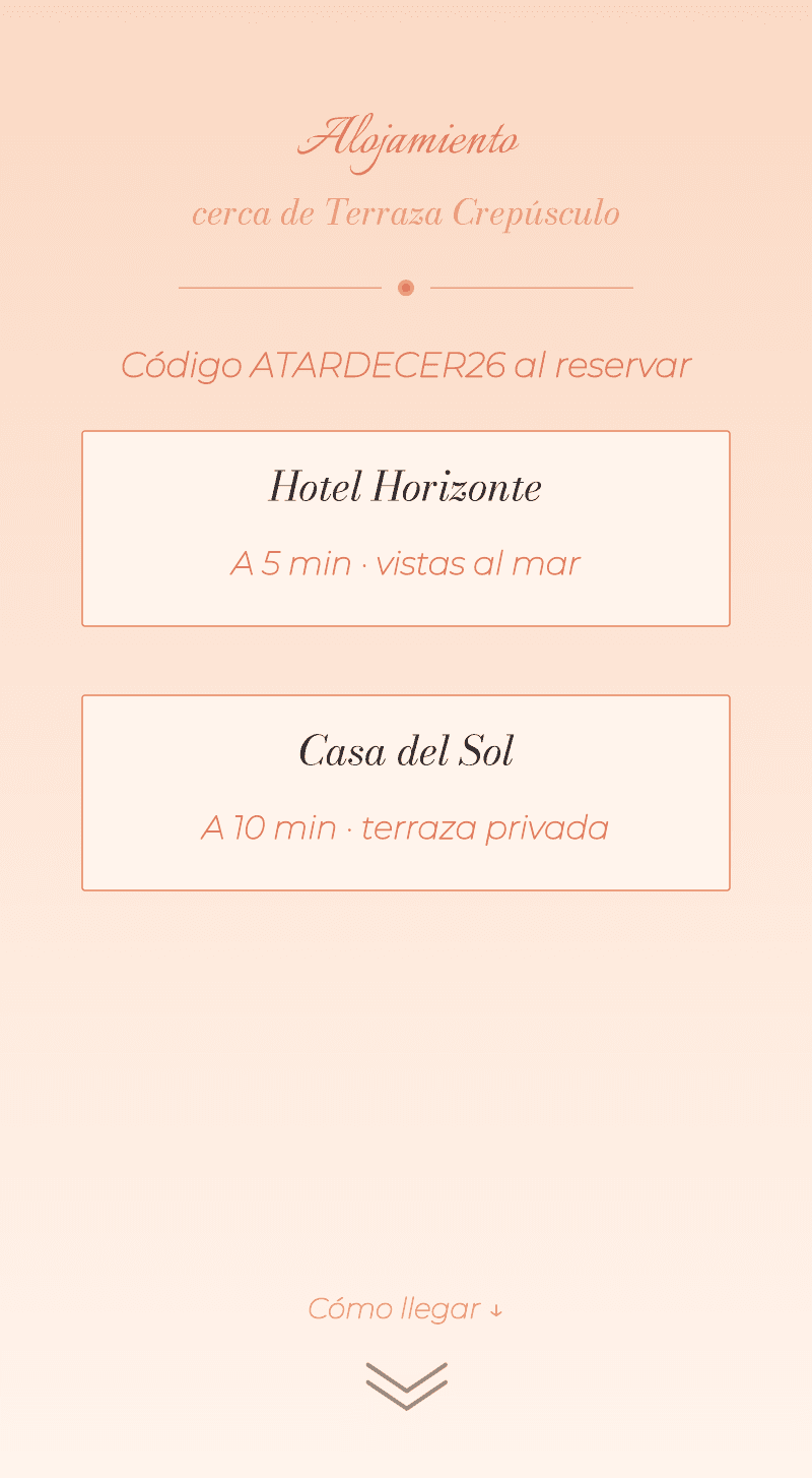 Boda — Atardecer — Alojamiento