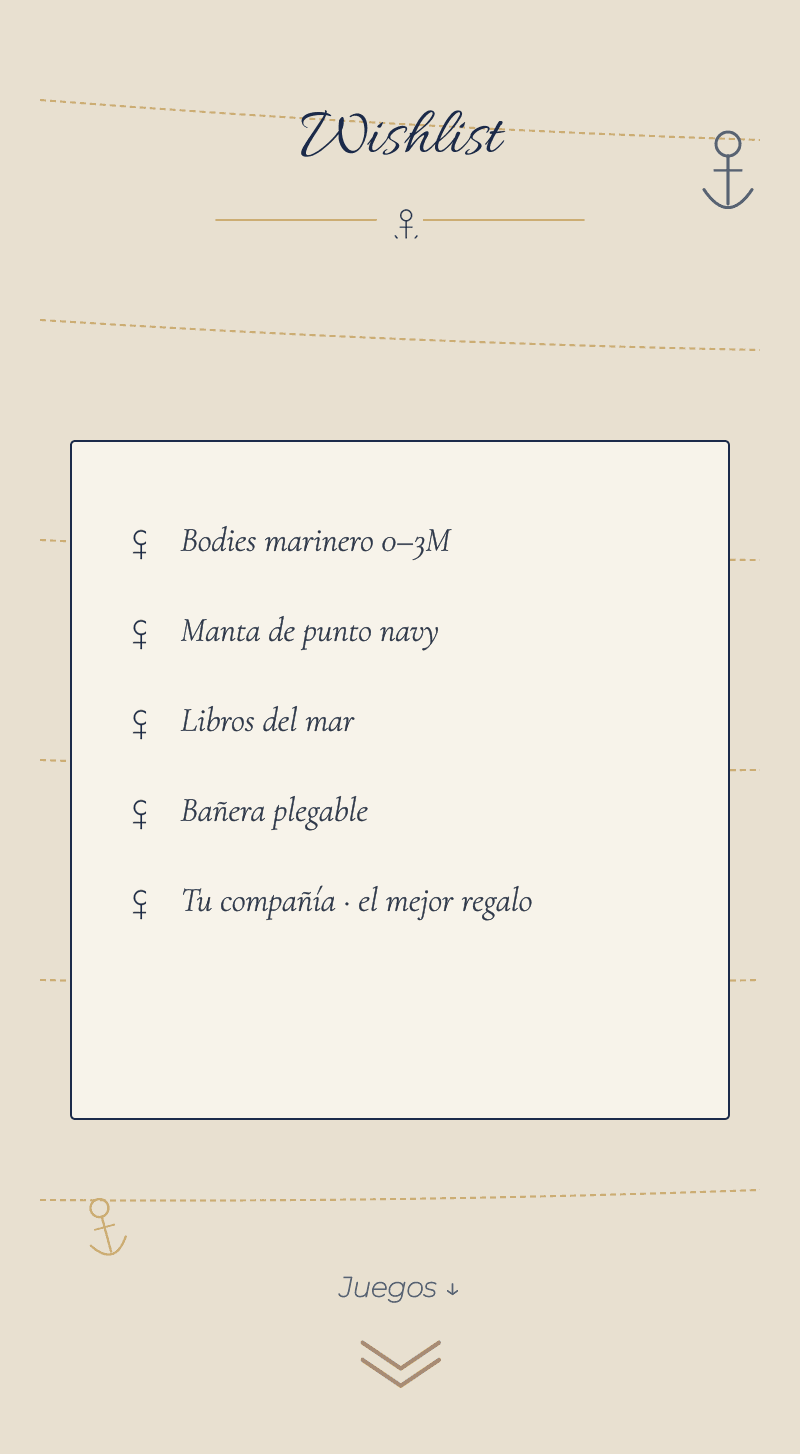 Baby Shower — Marinero Bebé — Wishlist