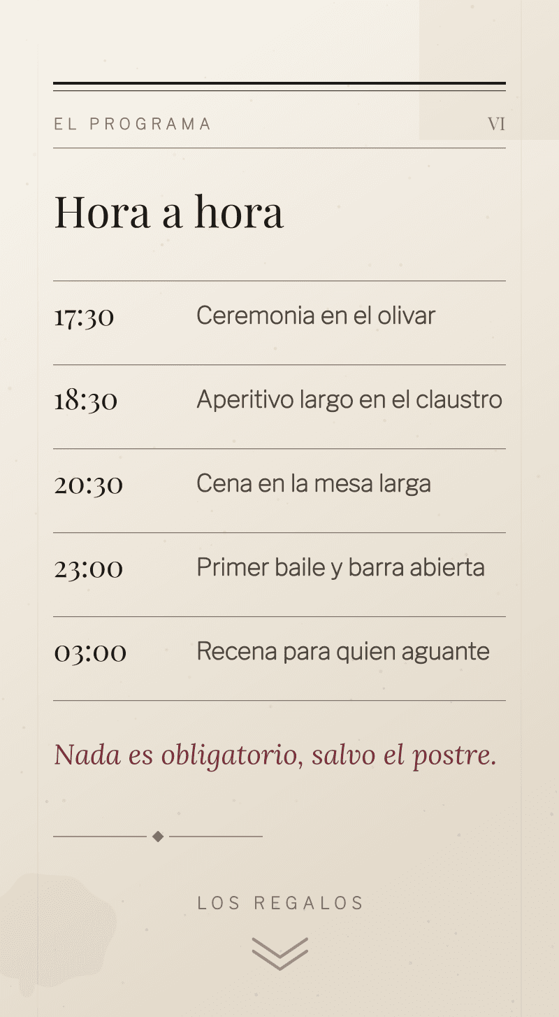 Boda — Tinta y Lino — El programa