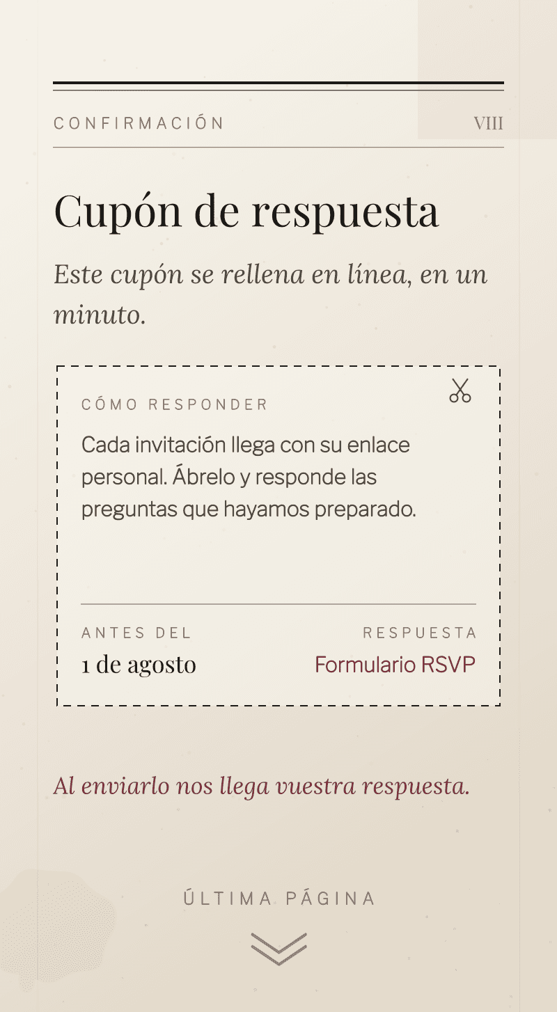 Boda — Tinta y Lino — Cupón de respuesta